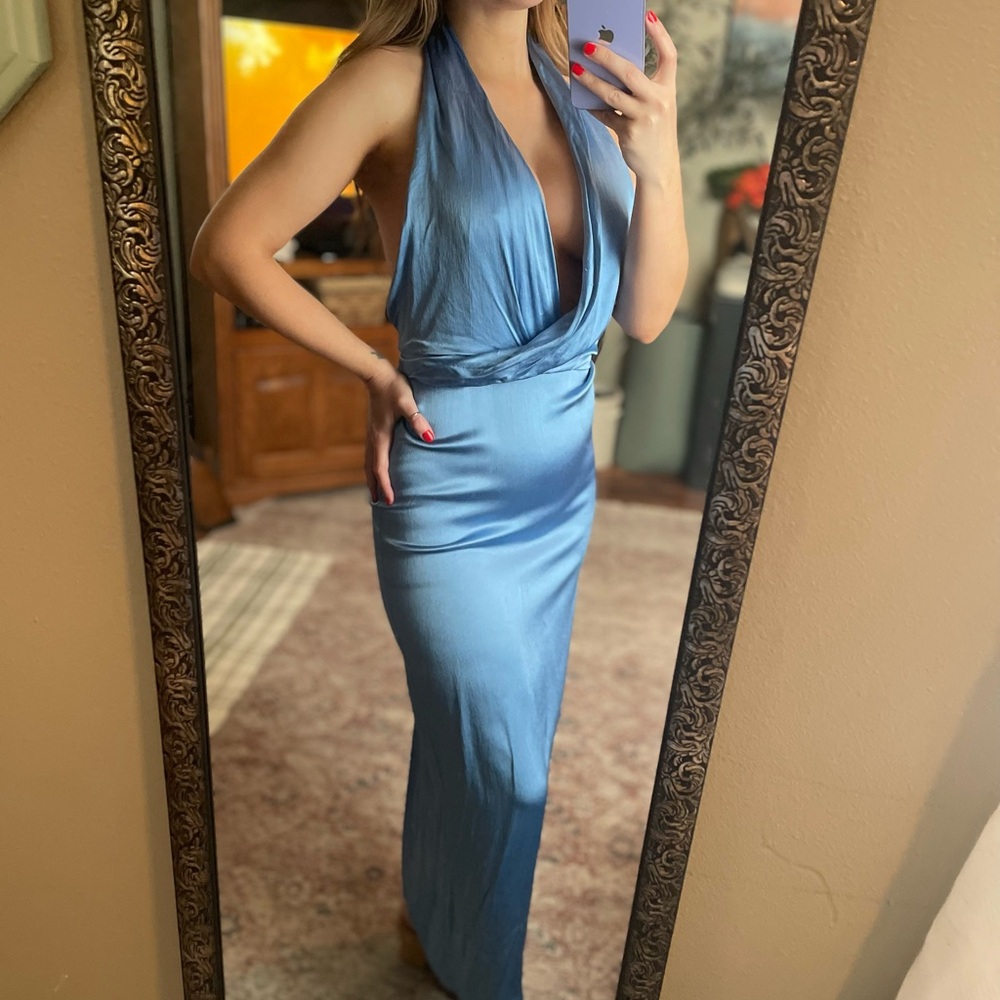 🦋 ZARA SATIN BLUE DRESS